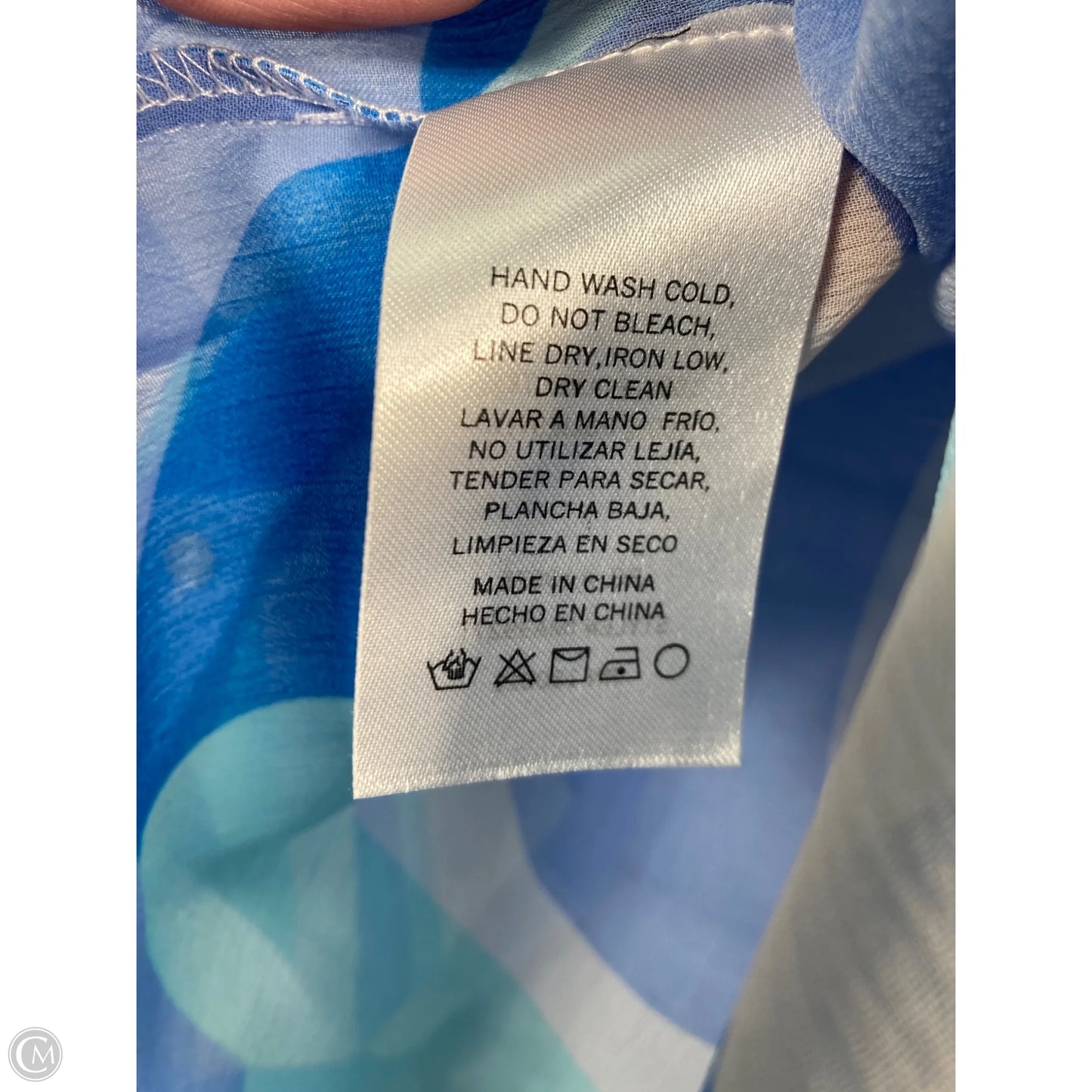 Blouse Long Sleeve By Emory Park In Blue & White, Size: M