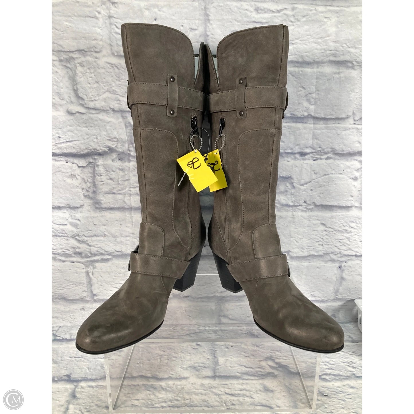 Boots Mid-calf Heels By Born In Taupe, Size: 12