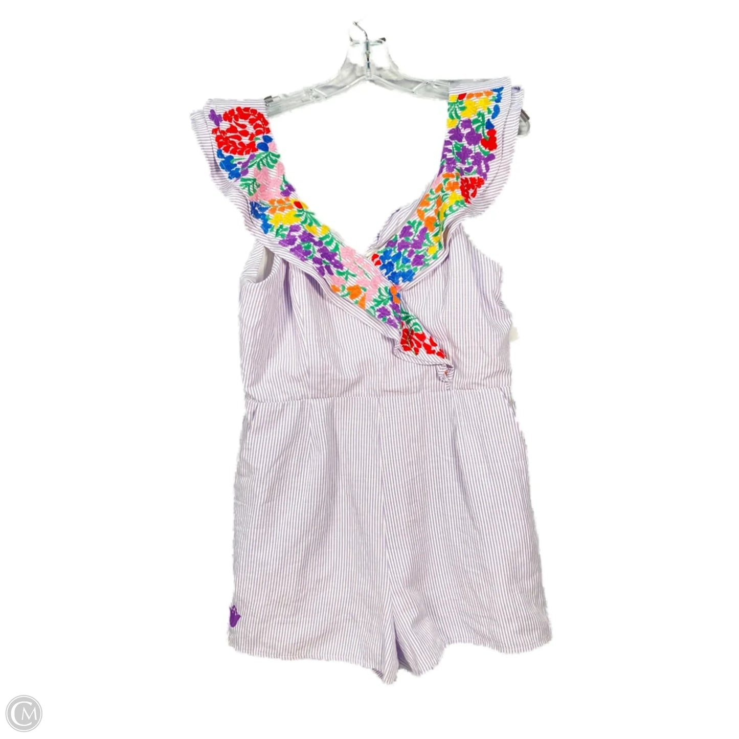 Romper By Clothes Mentor In Purple & White, Size: S