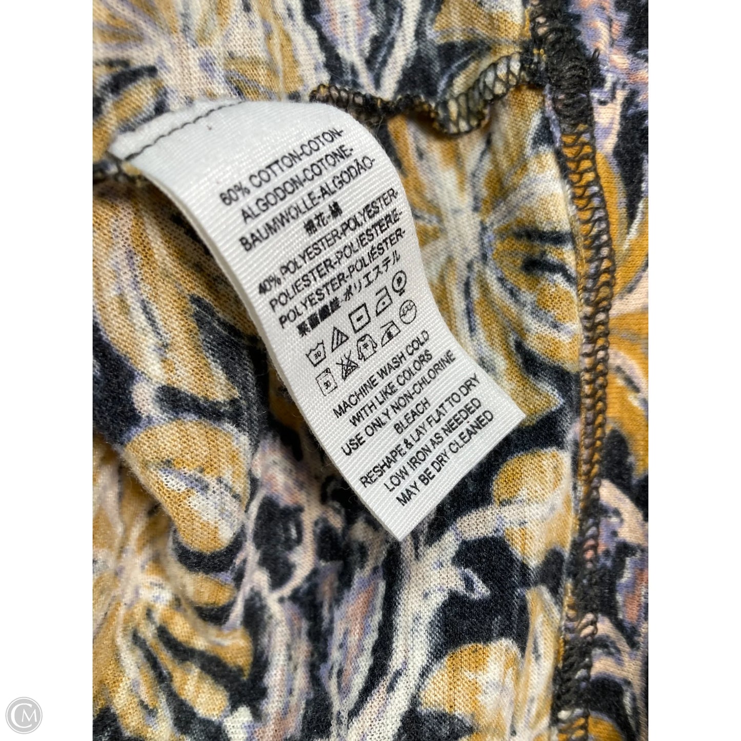 Top Short Sleeve By Free People In Blue & Yellow, Size: M
