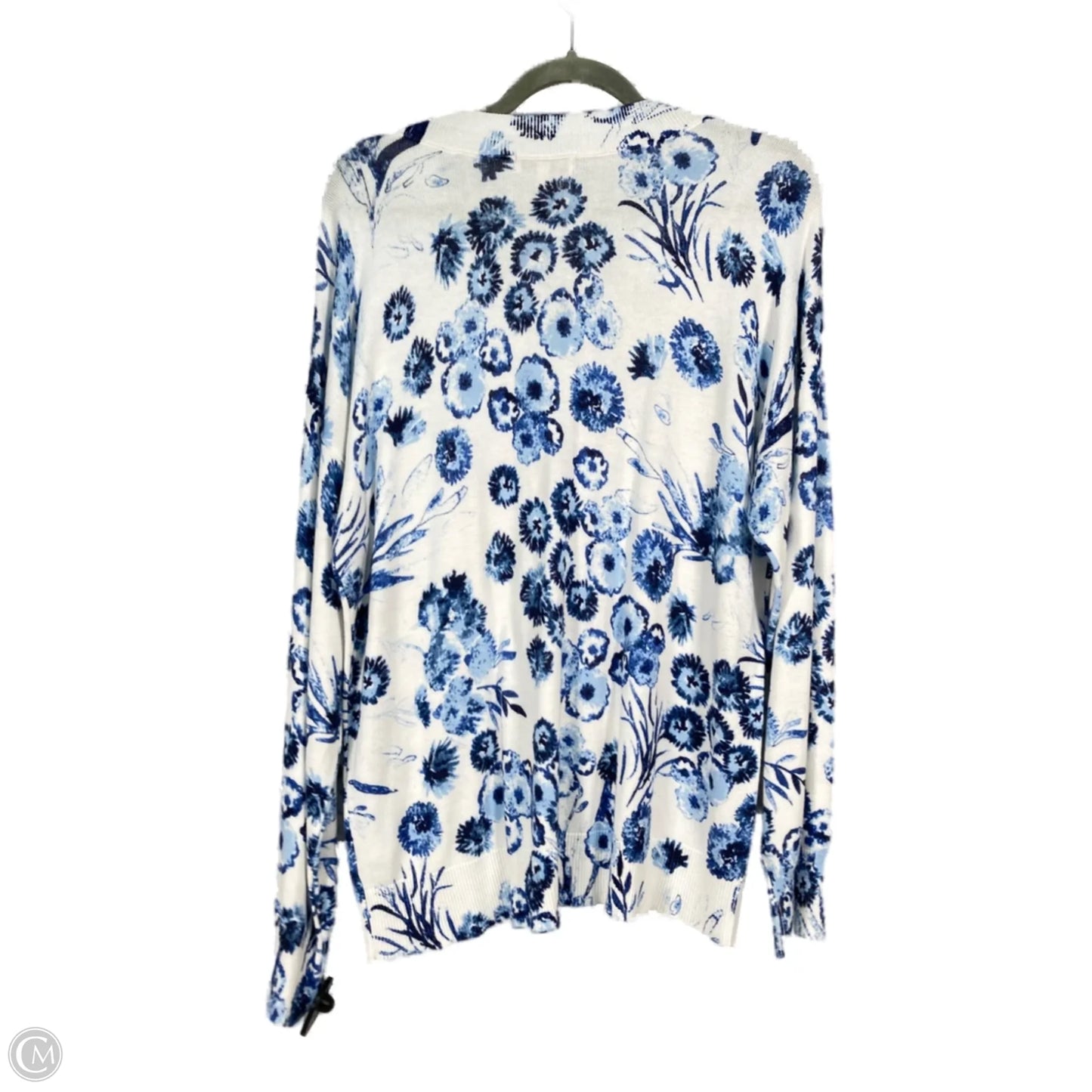 Sweater Designer By Neiman Marcus In Blue & White, Size: L