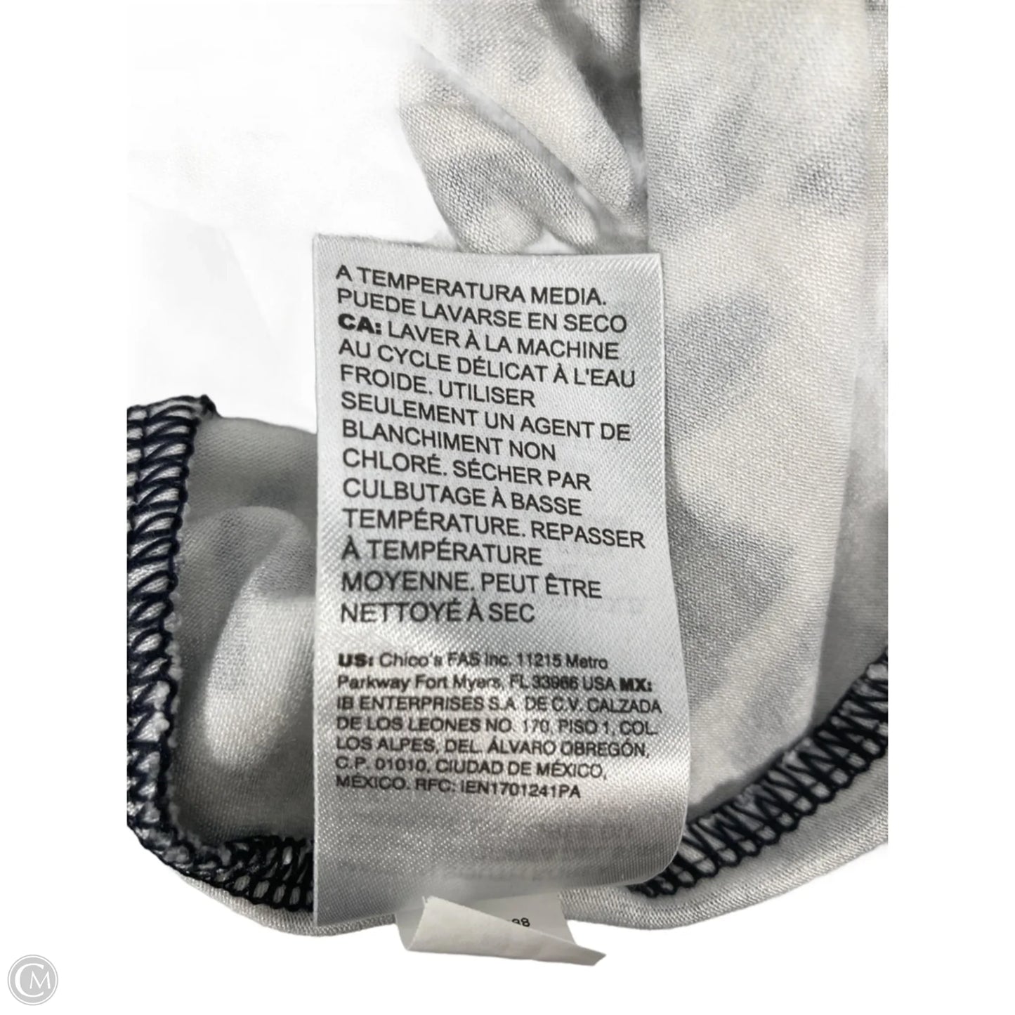 Top Long Sleeve By Chicos In Blue & White, Size: Xl