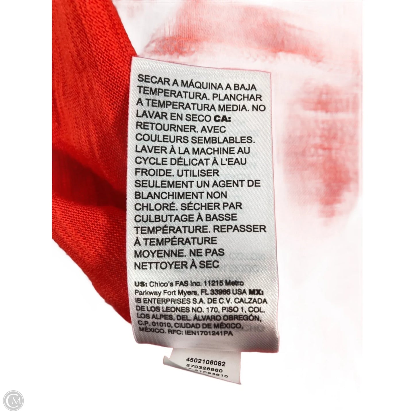 Top 3/4 Sleeve By Chicos In Orange, Size: Xl