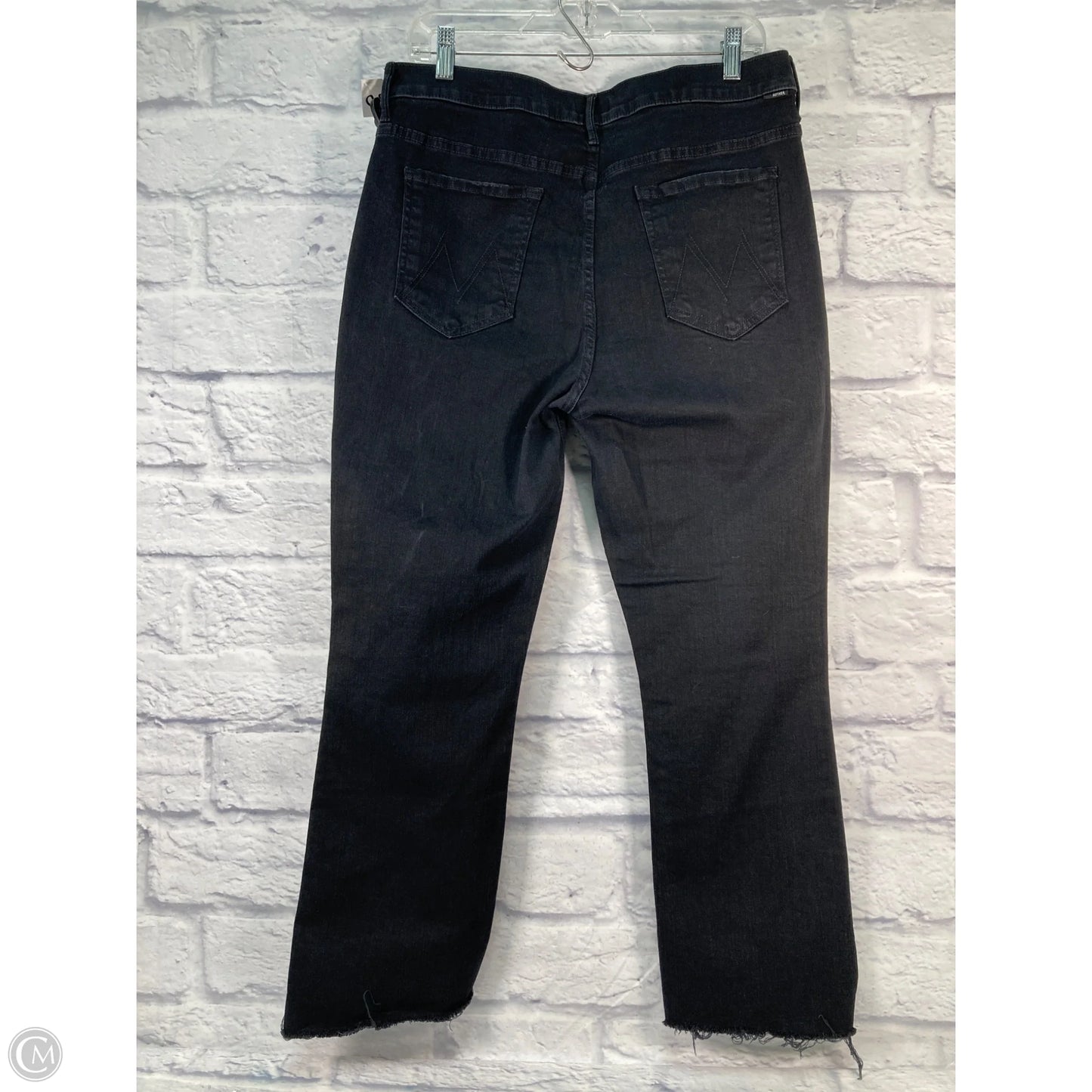 Jeans Cropped By Mother In Black Denim, Size: 16