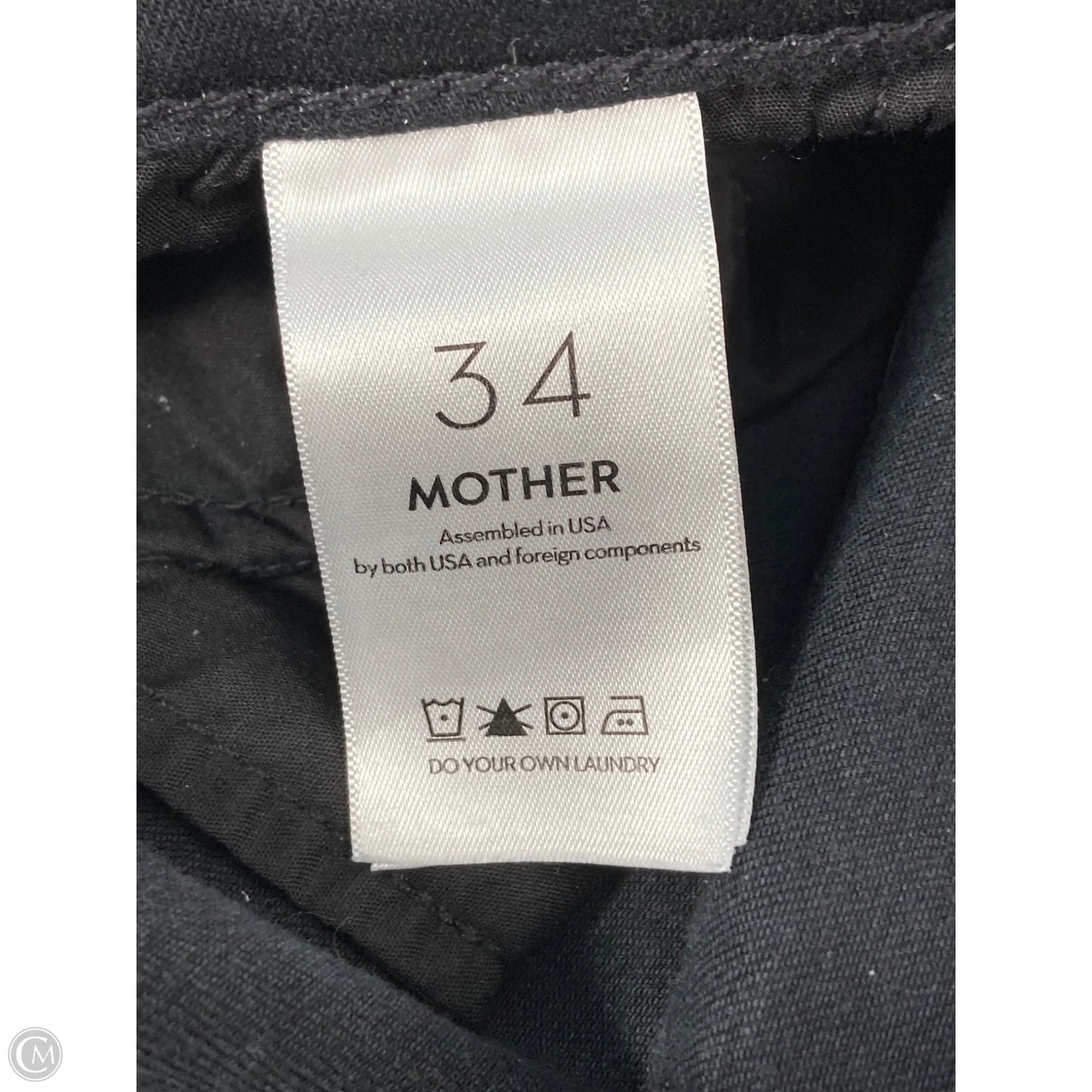 Jeans Cropped By Mother In Black Denim, Size: 16