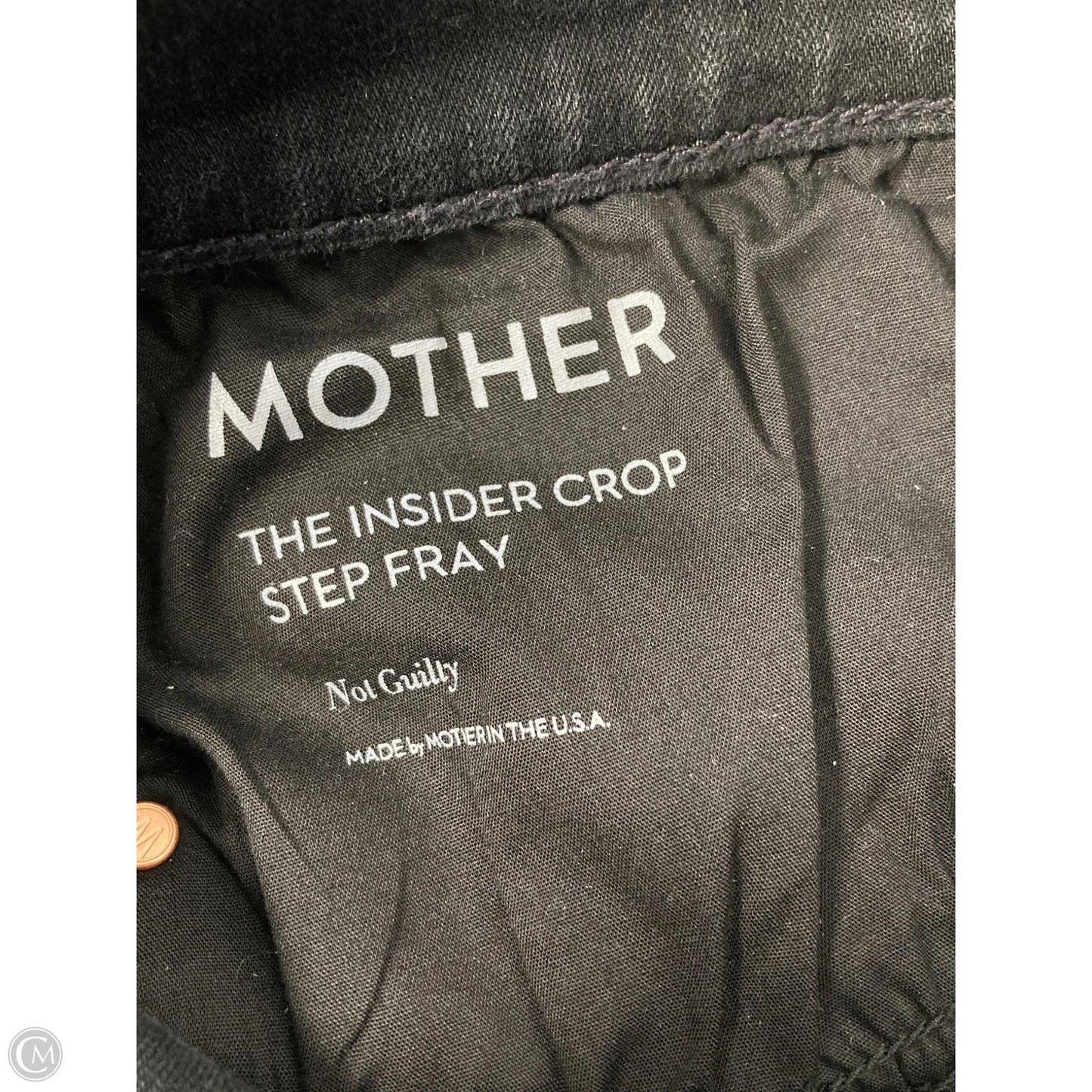 Jeans Cropped By Mother In Black Denim, Size: 16
