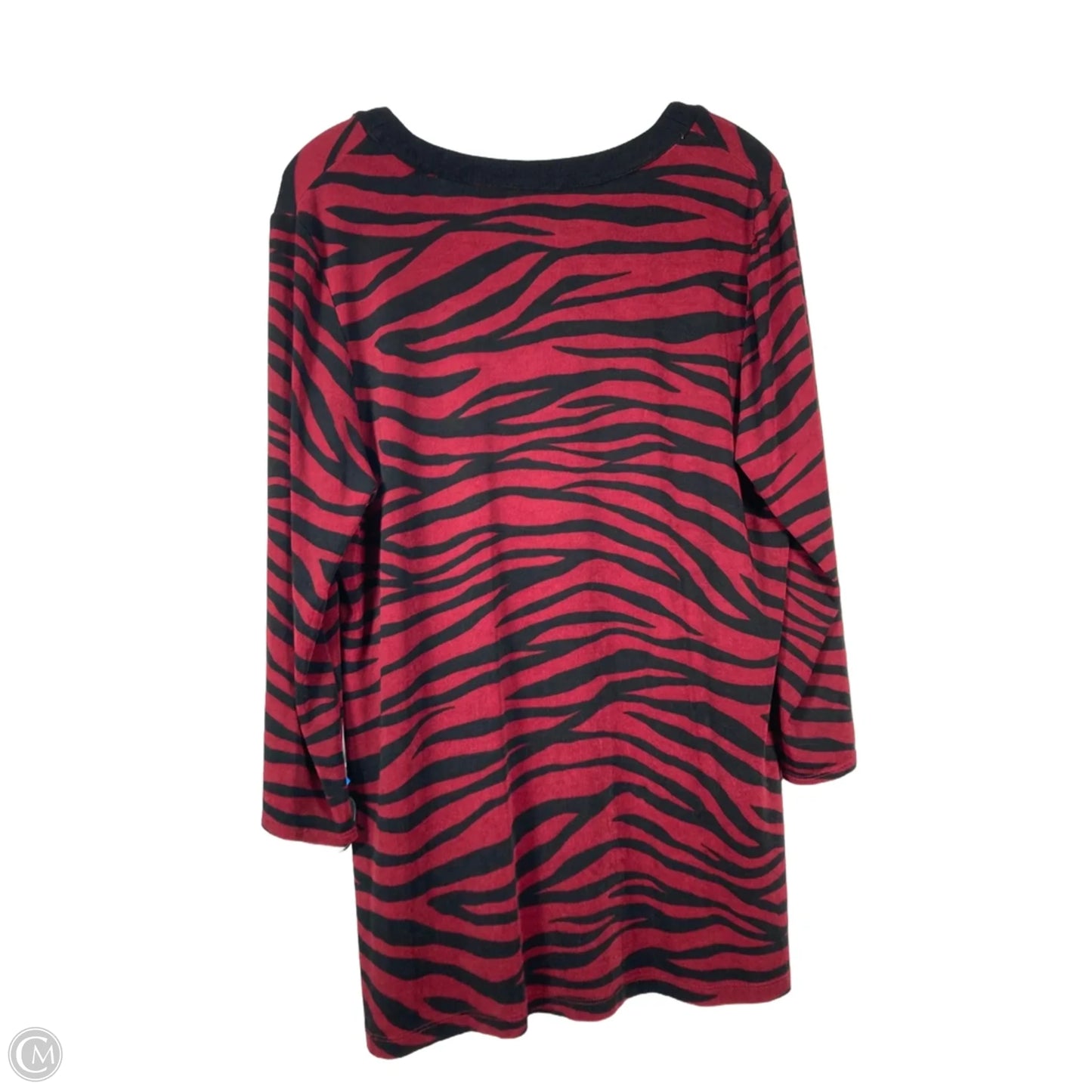 Top 3/4 Sleeve By Chicos In Black & Red, Size: L