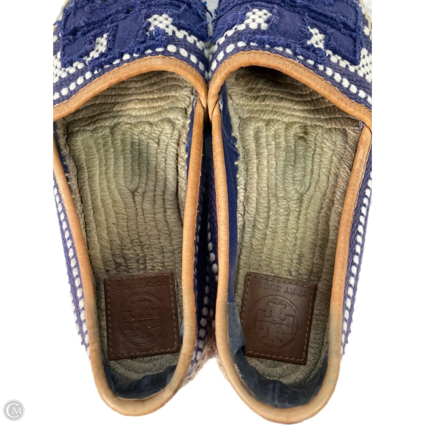 Shoes Designer By Tory Burch In Blue & Cream, Size: 7.5