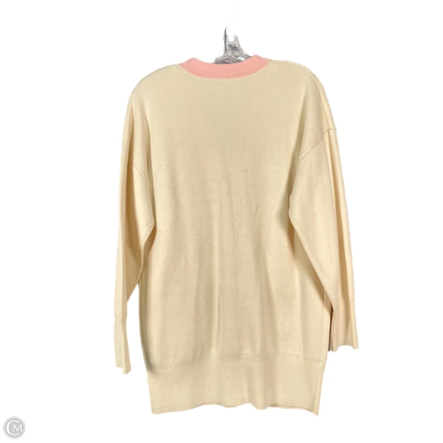 Sweater Cardigan By Clothes Mentor In Cream & Pink, Size: S