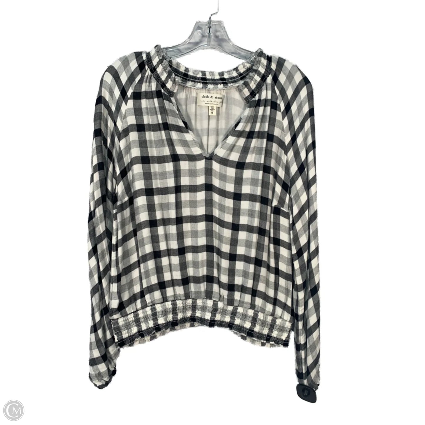 Top Long Sleeve By Cloth & Stone In Black & White, Size: M