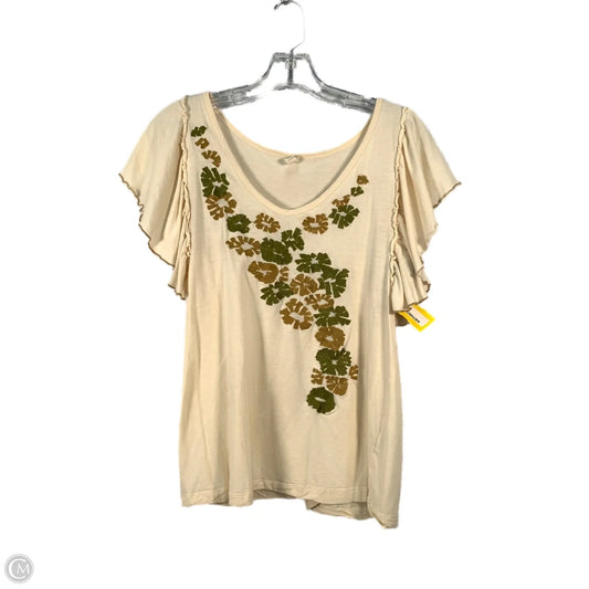 Top Short Sleeve By Tiny In Cream & Green, Size: S