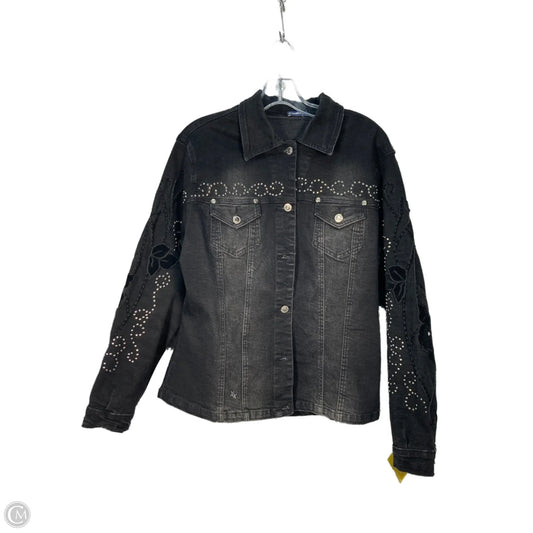 Jacket Denim By Clothes Mentor In Black, Size: L