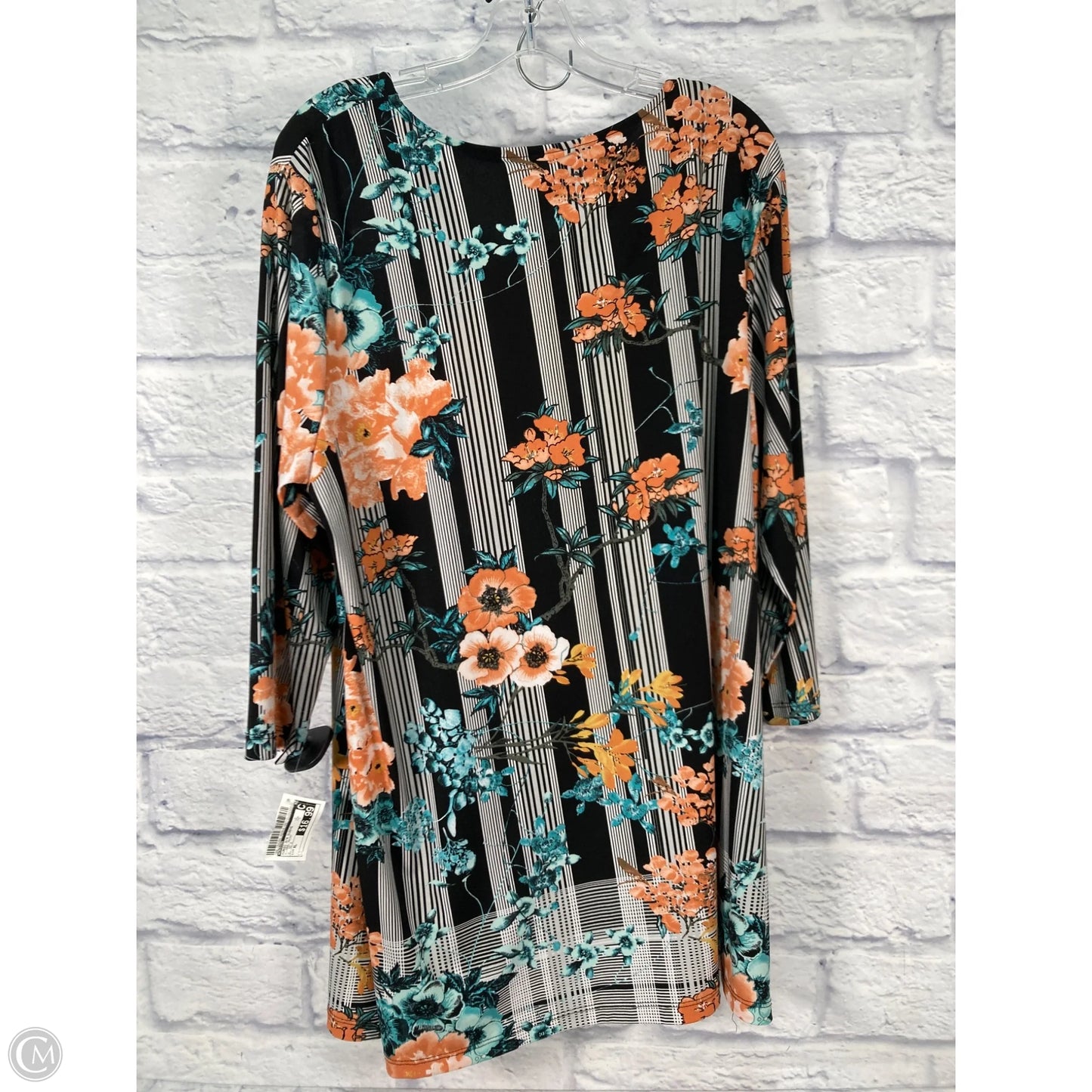 Tunic 3/4 Sleeve By Chicos In Floral Print, Size: Xl