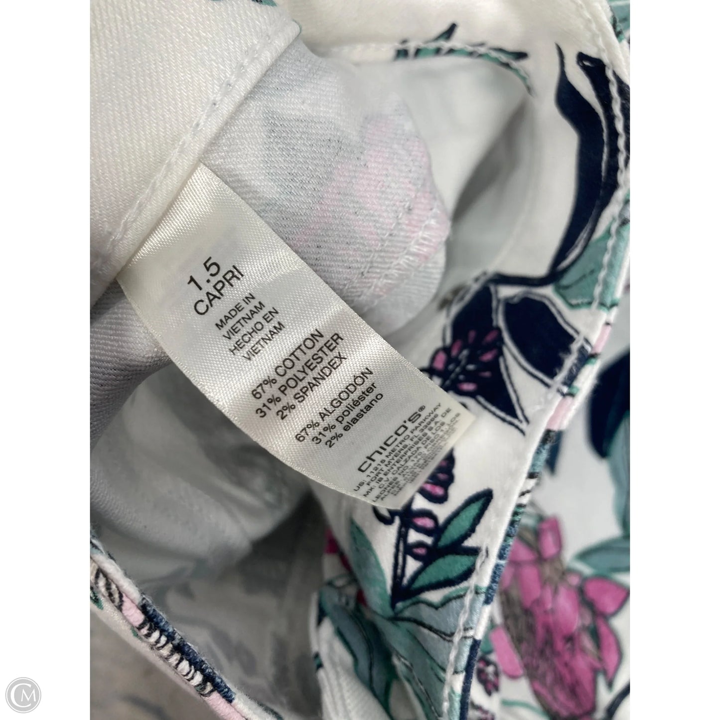 Jeans Cropped By Chicos In Pink & White, Size: 10