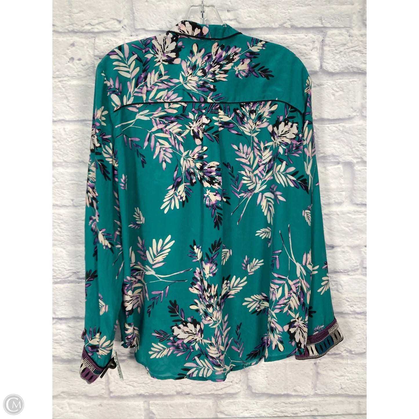 Top 3/4 Sleeve By Johnny Was In Green & Purple, Size: L