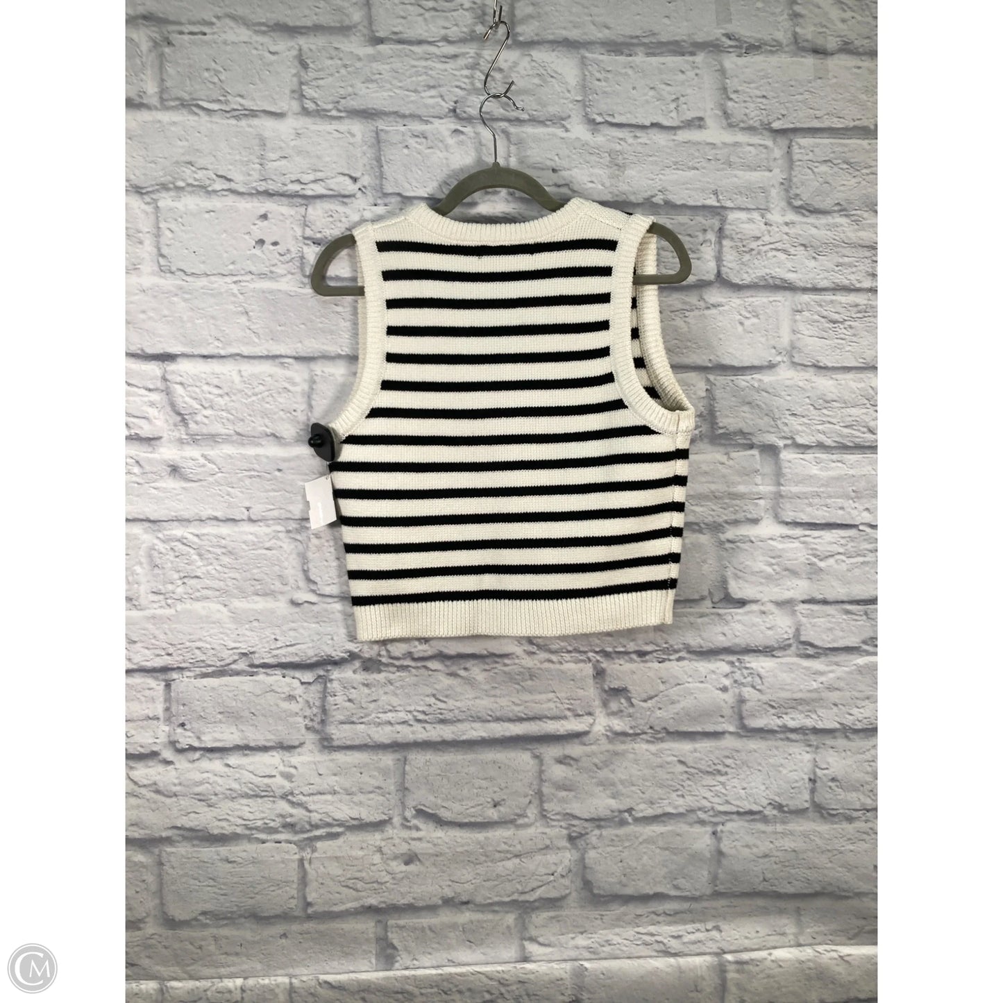 Vest Sweater By English Factory In Black & White, Size: S
