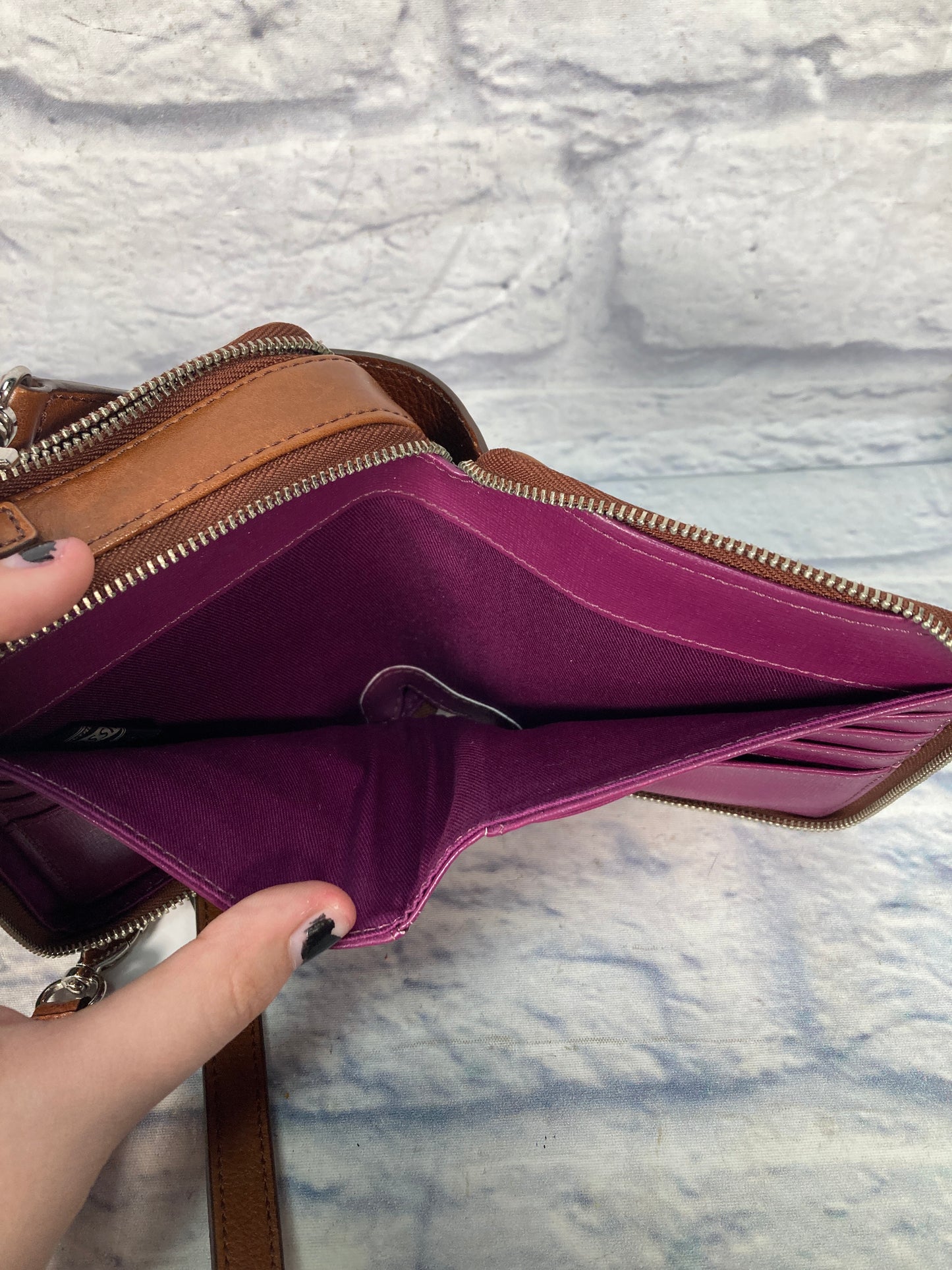 Crossbody Leather By Fossil, Size: Small