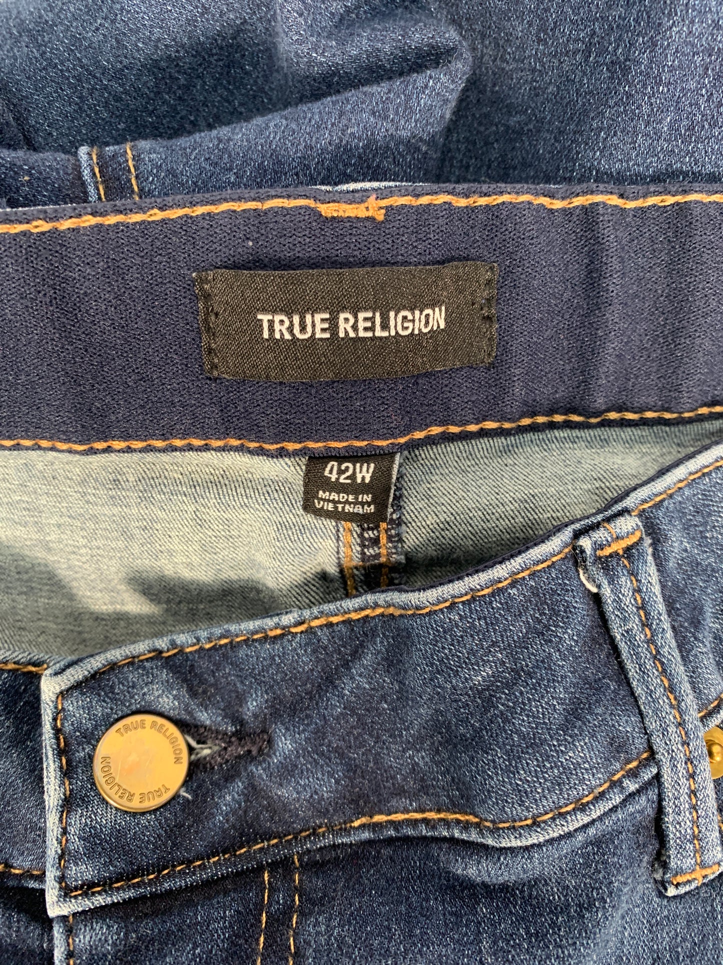 Blue Denim Jeans Designer True Religion, Size 24w