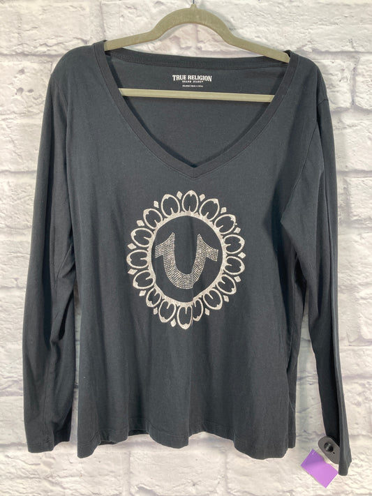 Top Long Sleeve Basic By True Religion In Black & Silver, Size: 2x