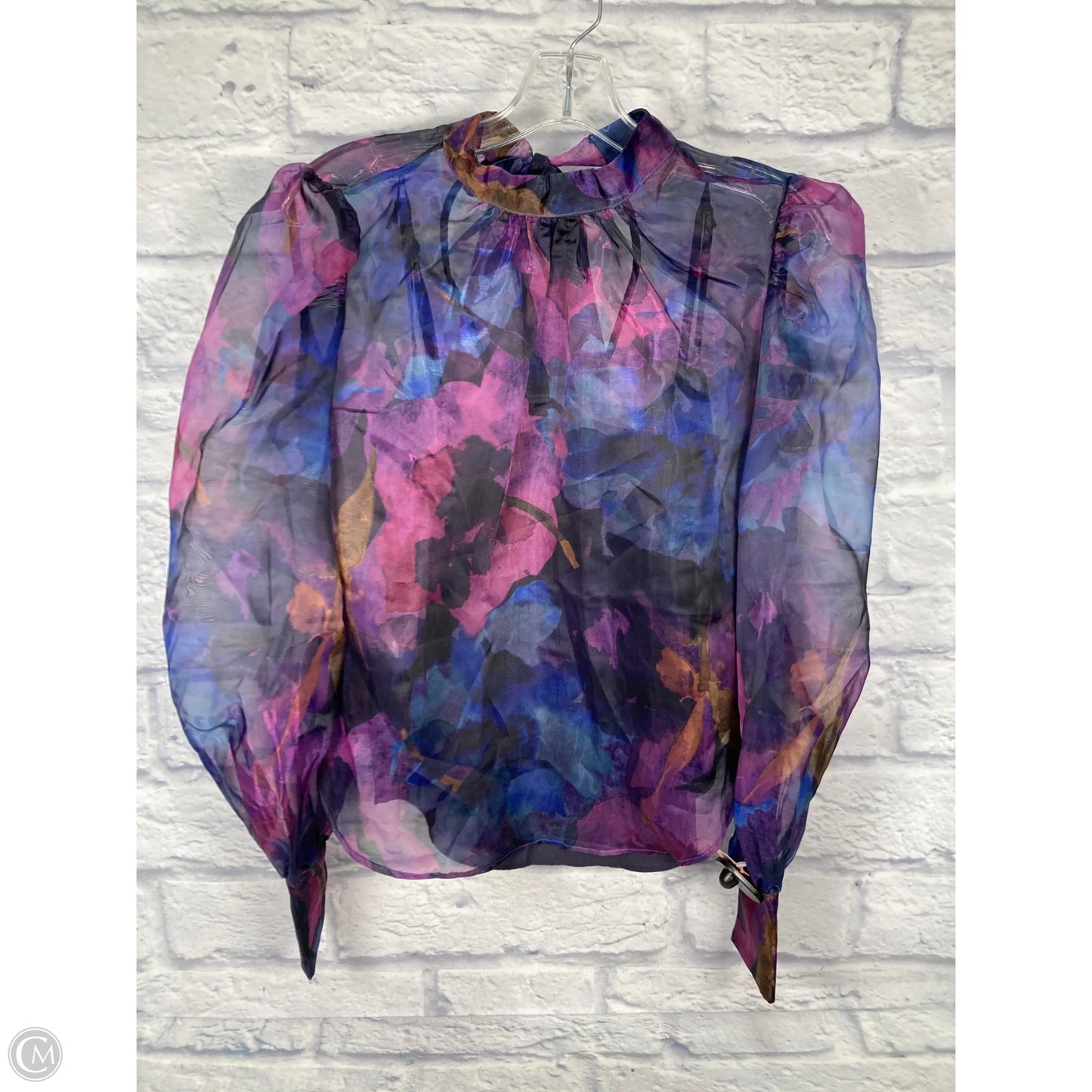 Blouse Long Sleeve By Anthropologie In Blue & Purple, Size: S