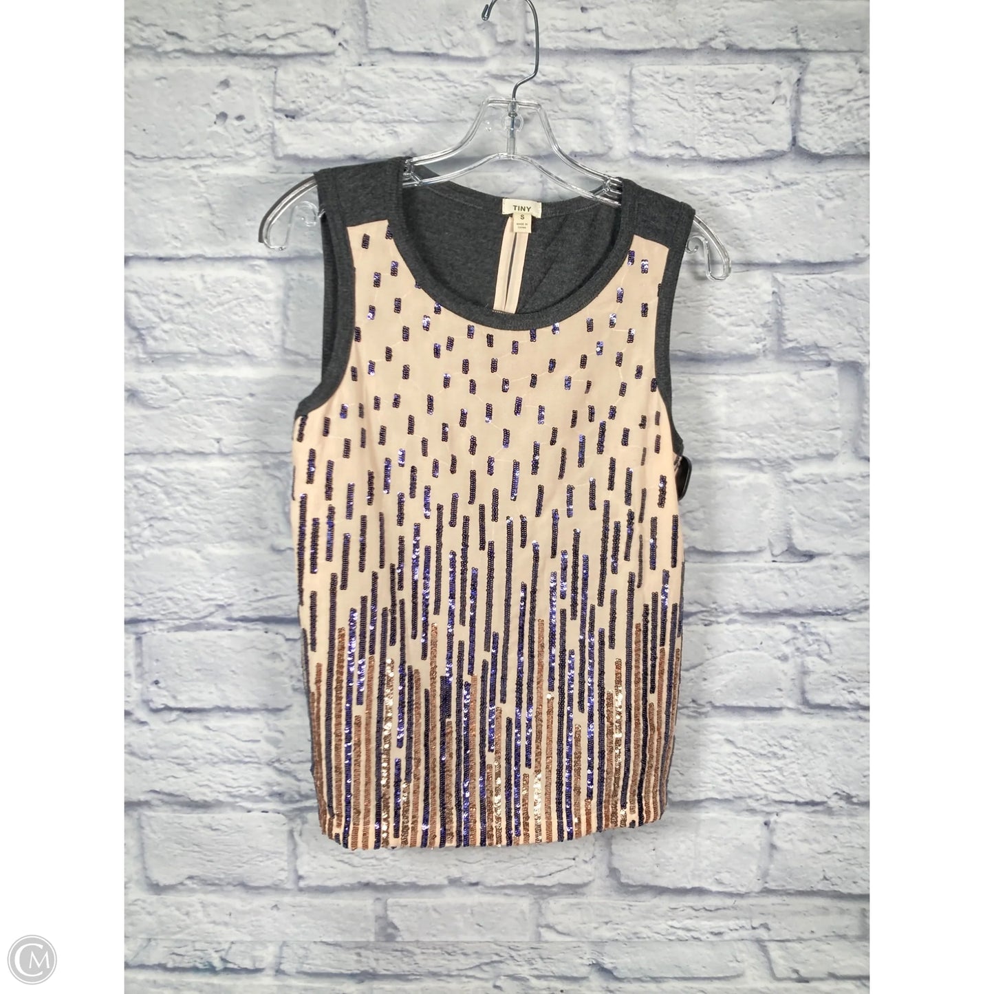 Top Sleeveless By Tiny In Cream & Purple, Size: S