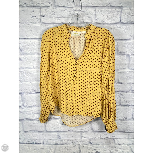 Top Long Sleeve By Maeve In Brown & Yellow, Size: Xs