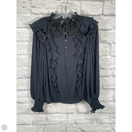 Blouse Long Sleeve By Anthropologie In Navy, Size: Xs
