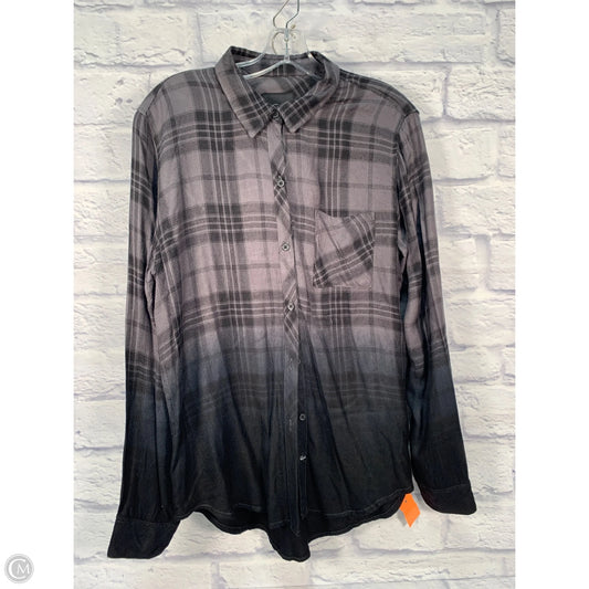 Top Long Sleeve By Rails In Black & Grey, Size: M