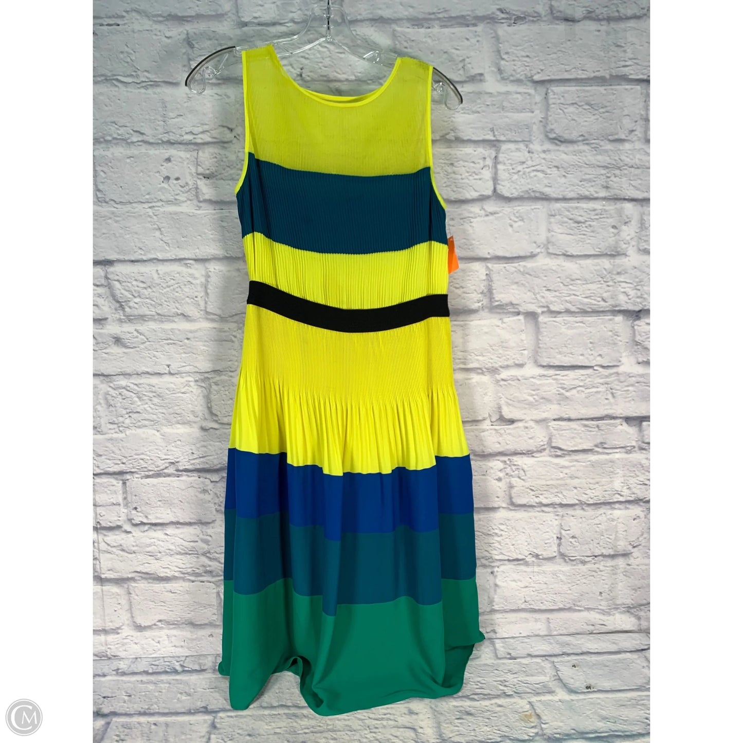 Dress Party Midi By Bcbgmaxazria In Blue & Yellow, Size: S
