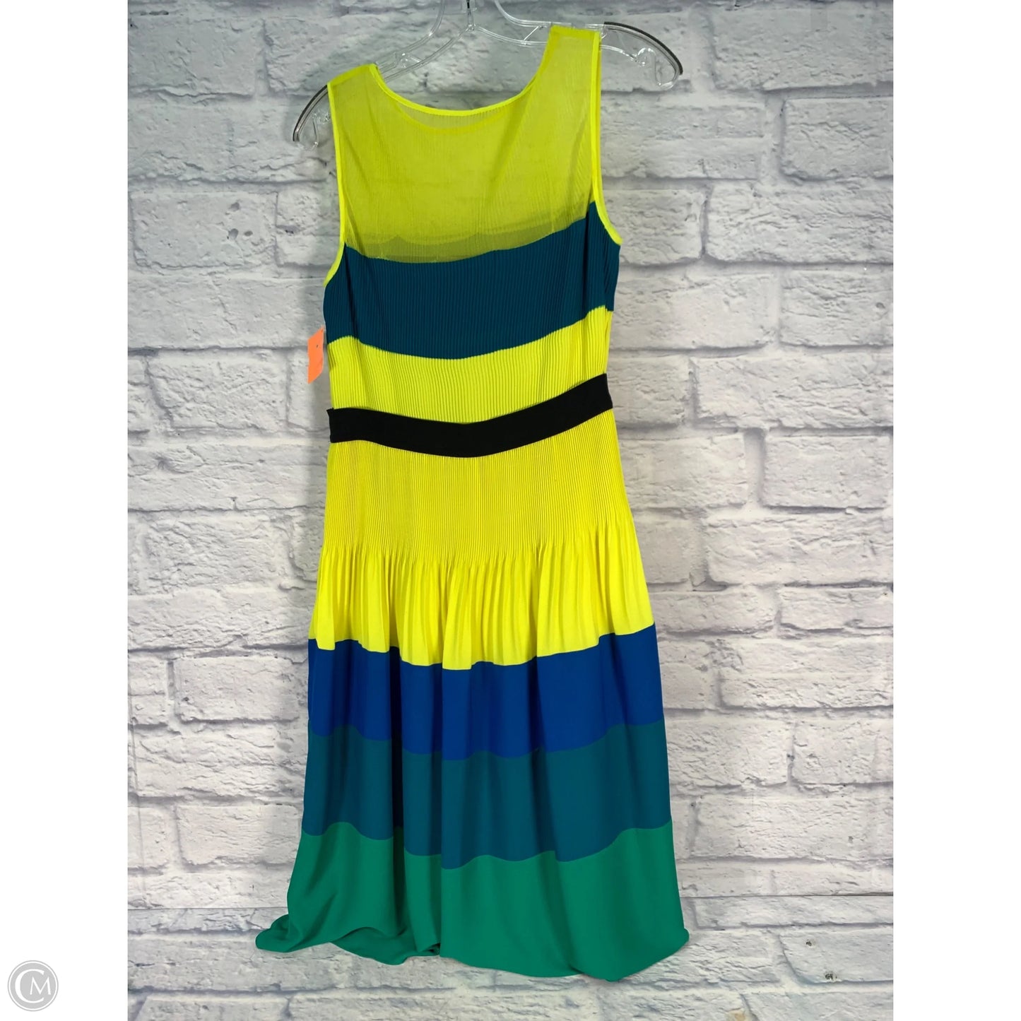 Dress Party Midi By Bcbgmaxazria In Blue & Yellow, Size: S