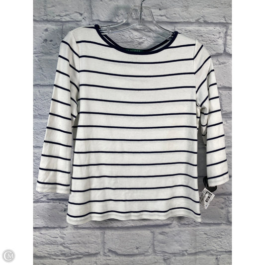 Top 3/4 Sleeve Basic By Lauren By Ralph Lauren In Blue & White, Size: M