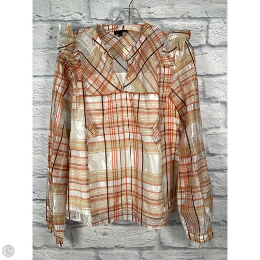 Top Long Sleeve By Current Air In Brown & Cream, Size: L