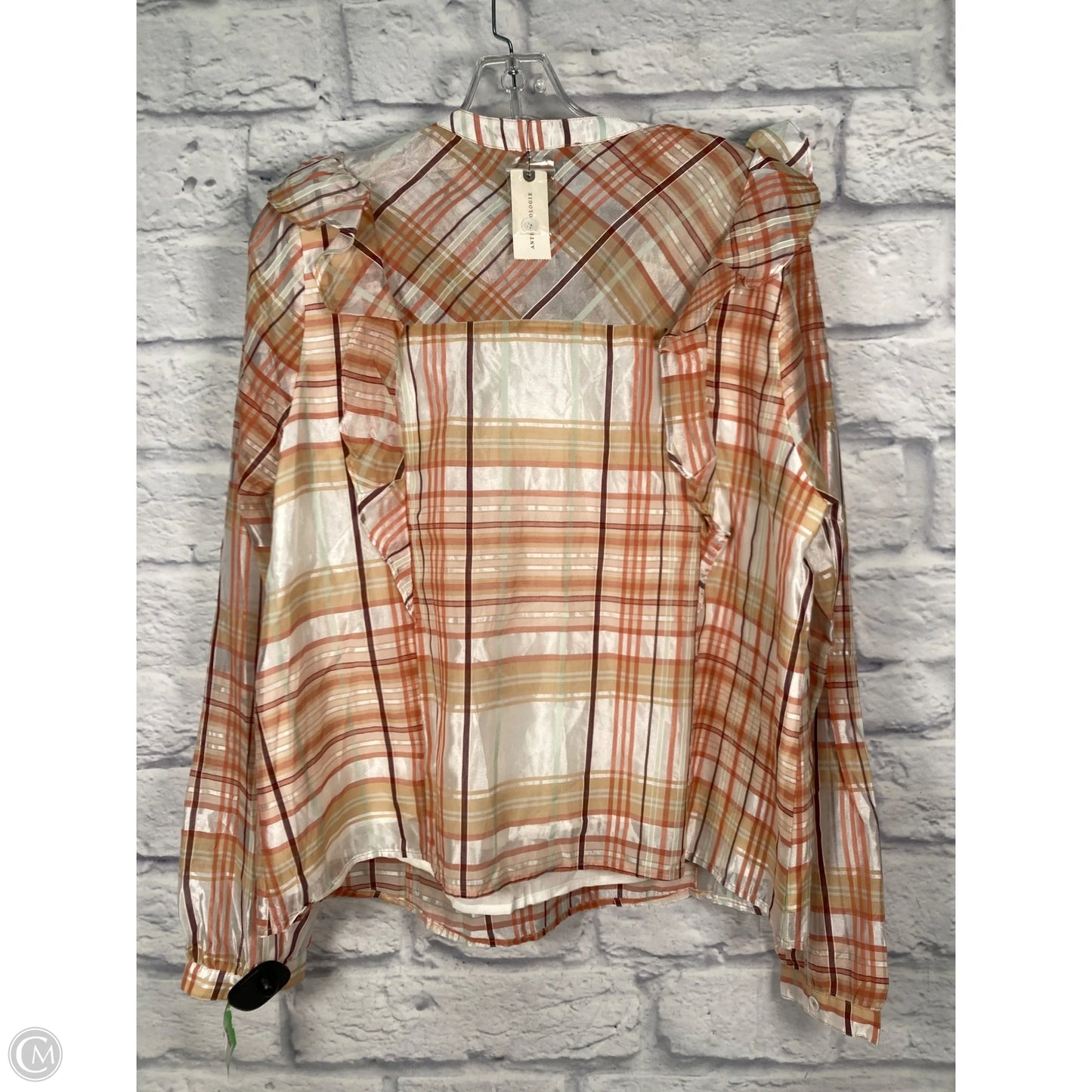 Top Long Sleeve By Current Air In Brown & Cream, Size: L
