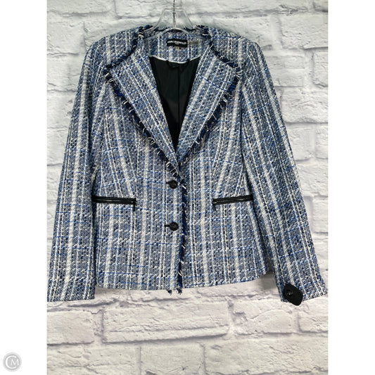 Blazer Designer By Karl Lagerfeld In Blue & White, Size: M