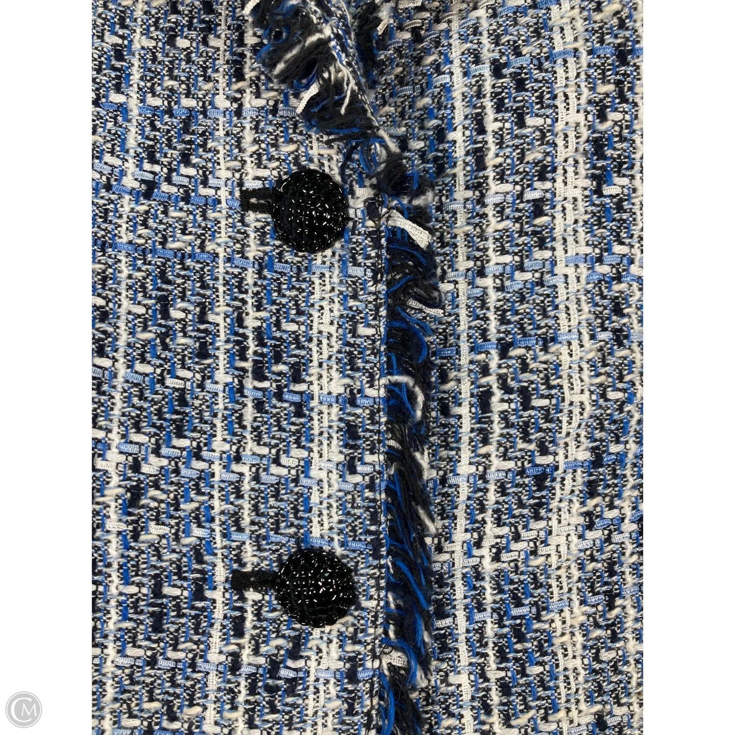 Blazer Designer By Karl Lagerfeld In Blue & White, Size: M