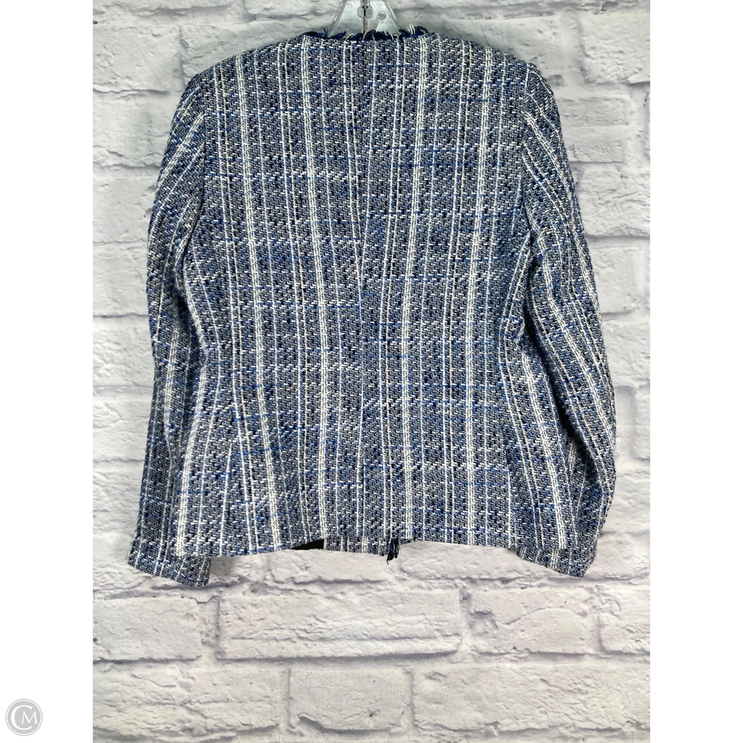 Blazer Designer By Karl Lagerfeld In Blue & White, Size: M
