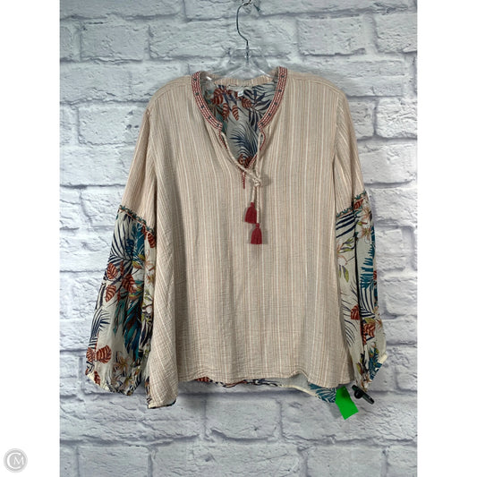 Top Long Sleeve By Johnny Was In Pink & Tan, Size: L