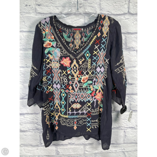 Top 3/4 Sleeve By Johnny Was In Grey, Size: S