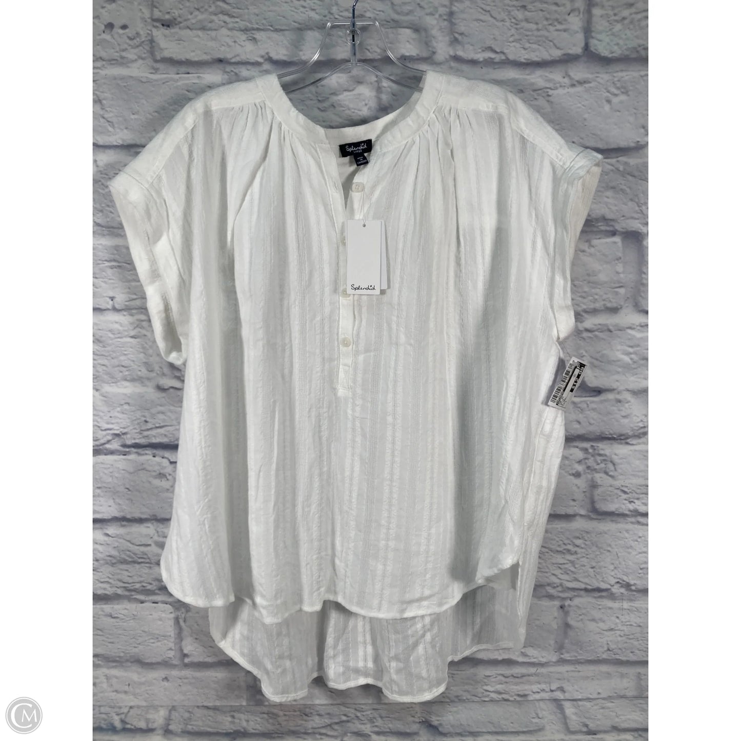Top Short Sleeve By Splendid In White, Size: L