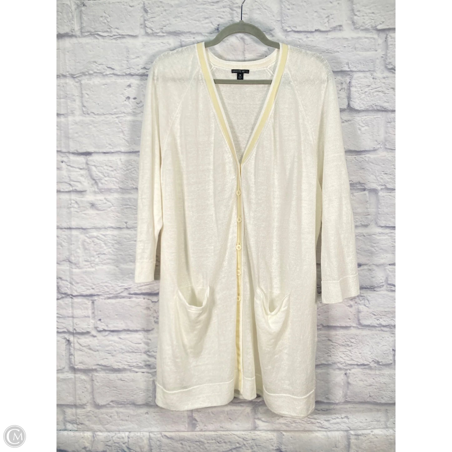 Cardigan Designer By Lafayette 148 In Cream, Size: 2x