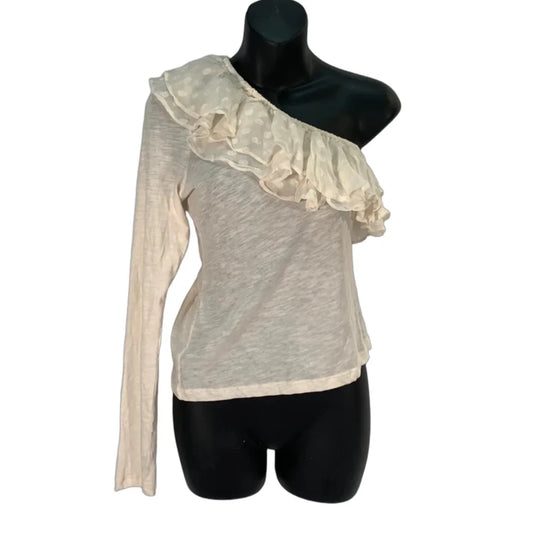 Top Long Sleeve By Anthropologie In Cream, Size: M