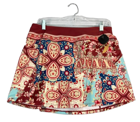 Skort Designer By Johnny Was In Brown & Yellow, Size: M