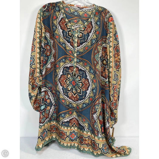 Tunic Designer By Johnny Was In Blue & Green, Size: Xl