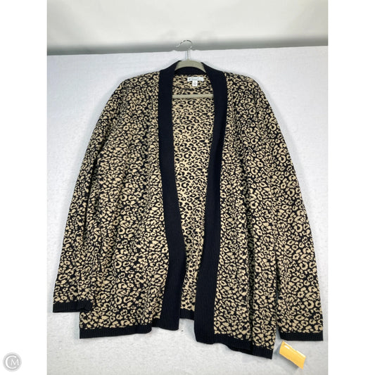 Sweater Cardigan By Kim Rogers In Black & Brown, Size: Xl