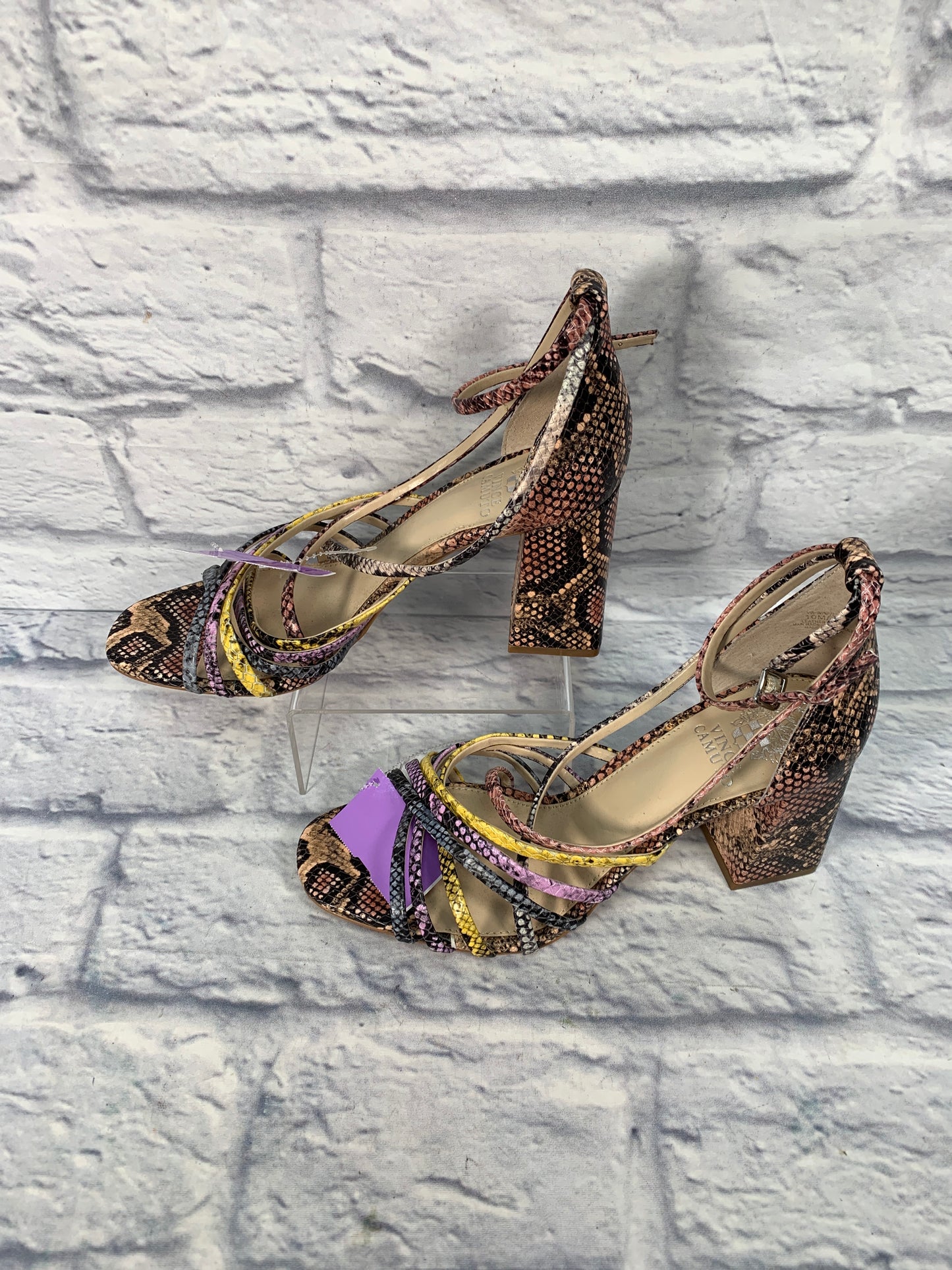 Snakeskin Print Sandals Heels Block Vince Camuto, Size 10