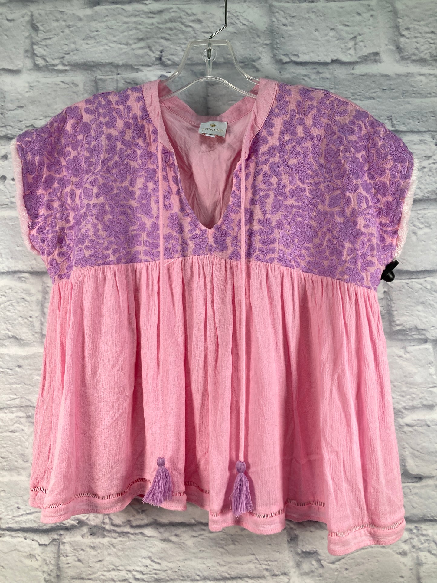 Pink & Purple Top Short Sleeve Clothes Mentor, Size Xs