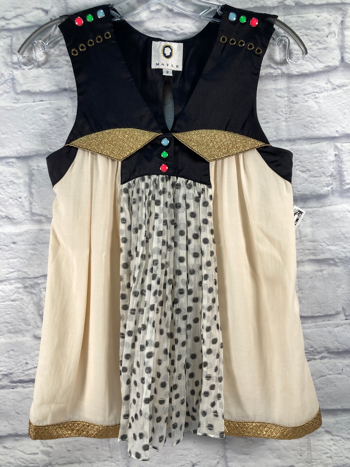 Black & Cream Top Sleeveless Clothes Mentor, Size Xs