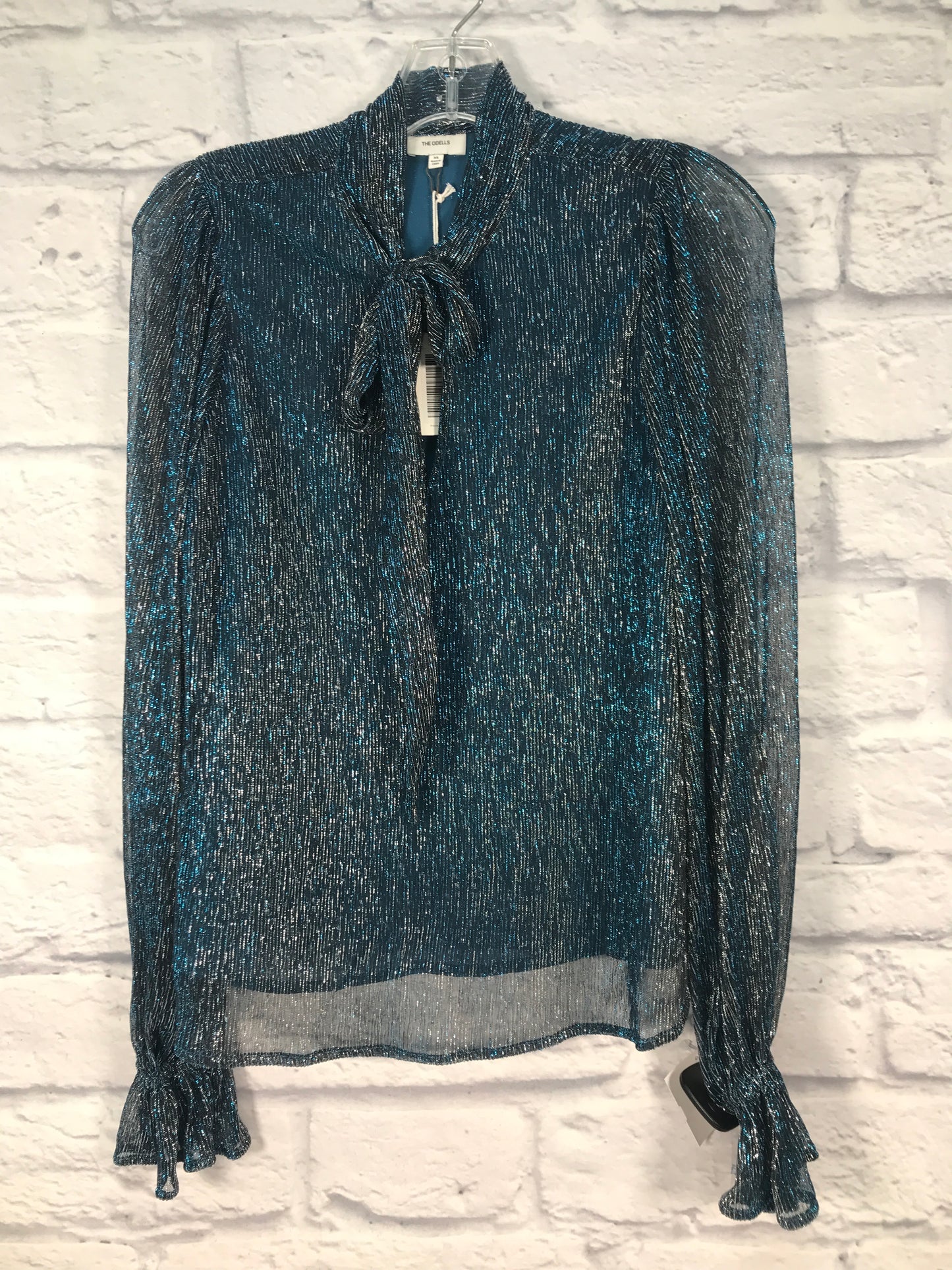 Top Long Sleeve By The Odells In Blue & Silver, Size: Xs