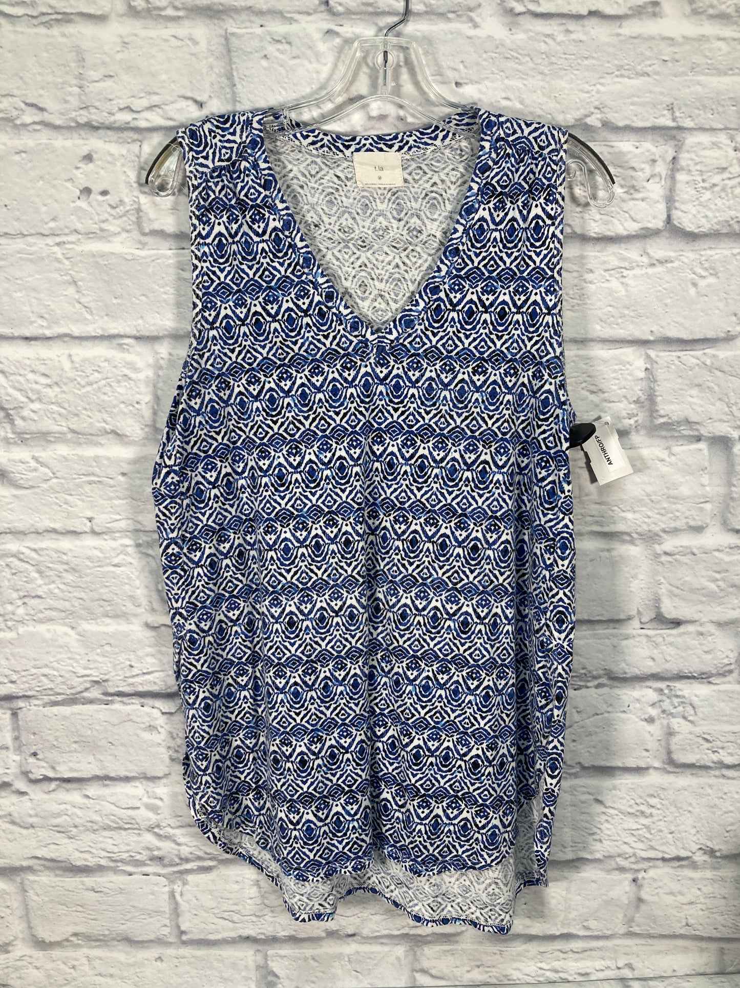 Tunic Sleeveless By T.la In Blue & White, Size: M