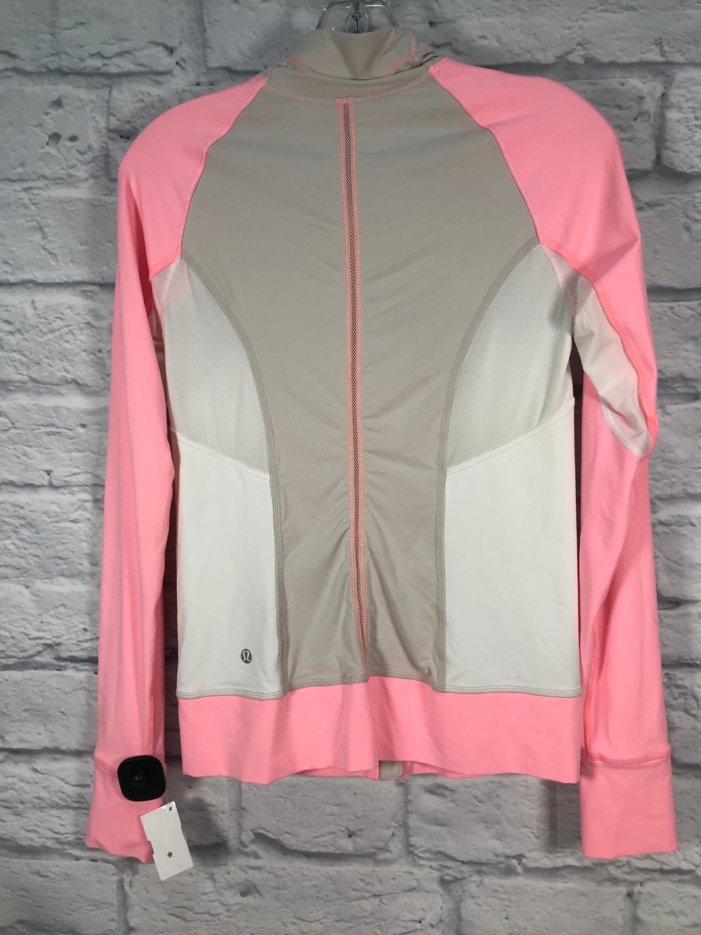 Athletic Jacket By Lululemon In Pink & Tan, Size: S